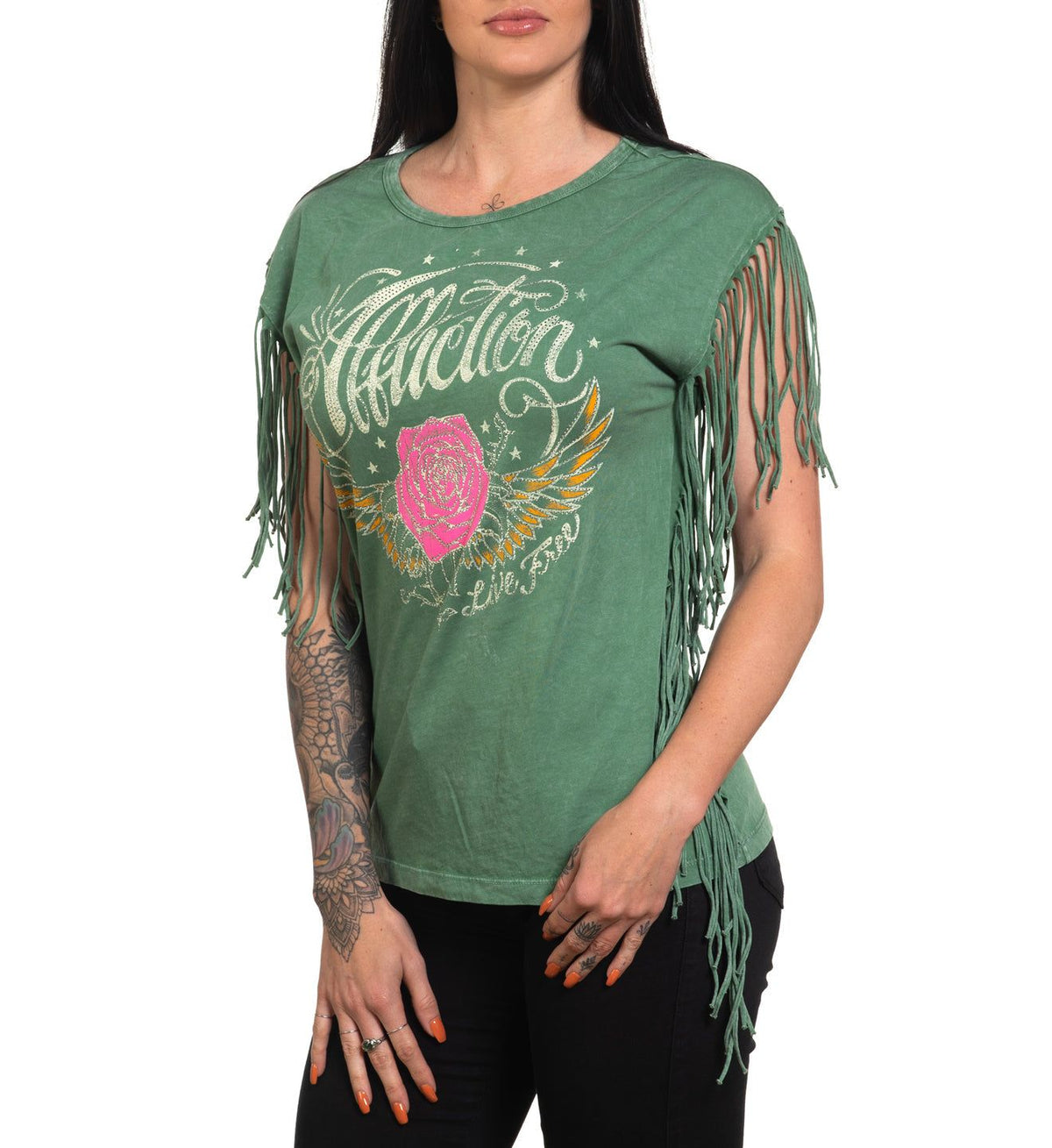 AC Rose Wings Fringe - Affliction Clothing