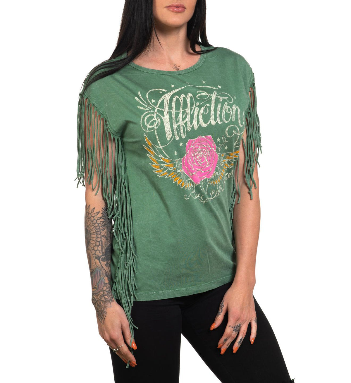 AC Rose Wings Fringe - Affliction Clothing