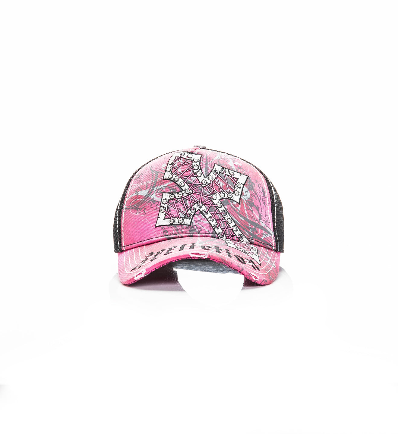 Pink LV Peace rhinestone trucker hat STM - PEARL – Waycap INC main image 2