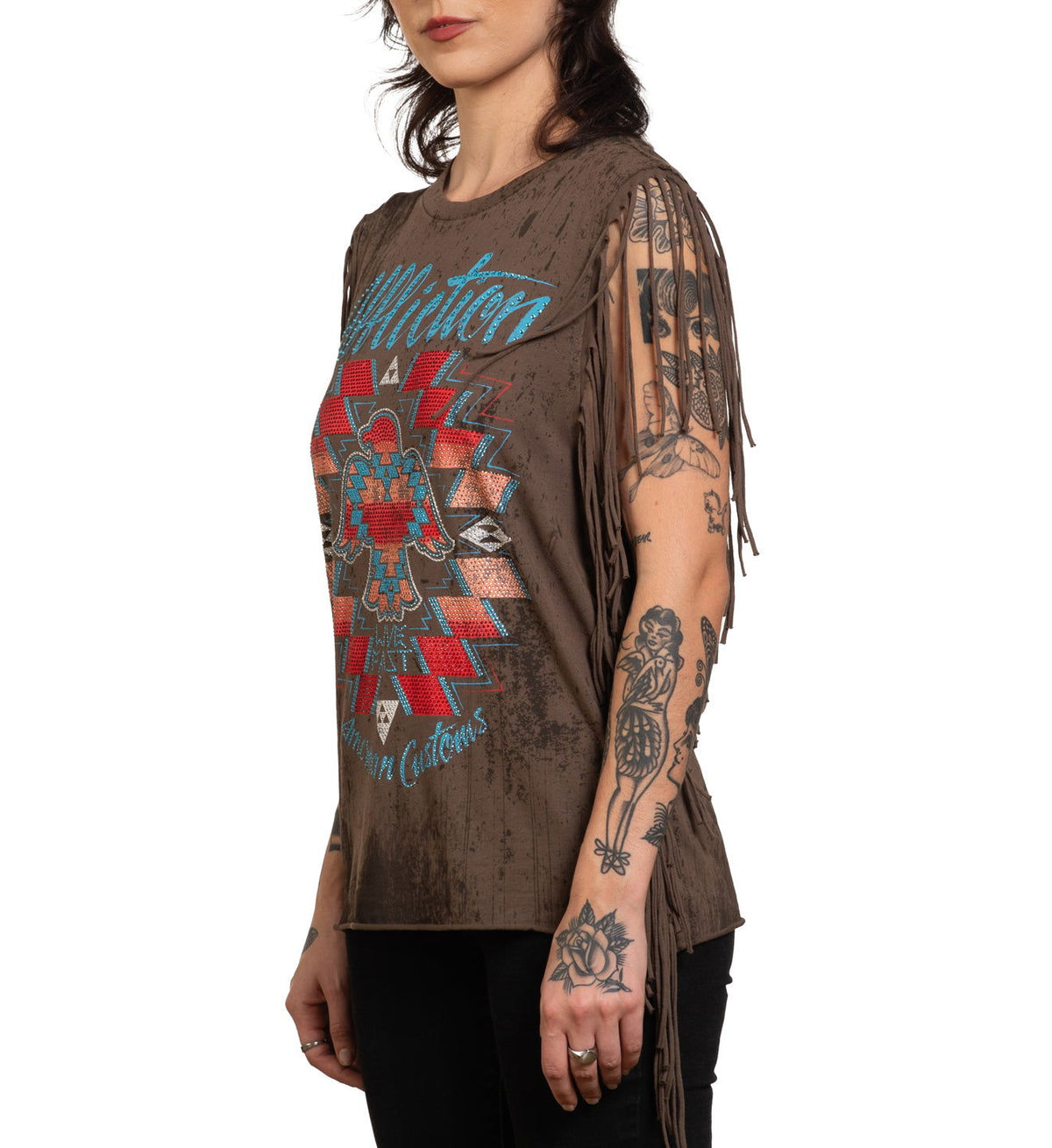 Ac Shaman Fringe Muscle Tee - Affliction Clothing
