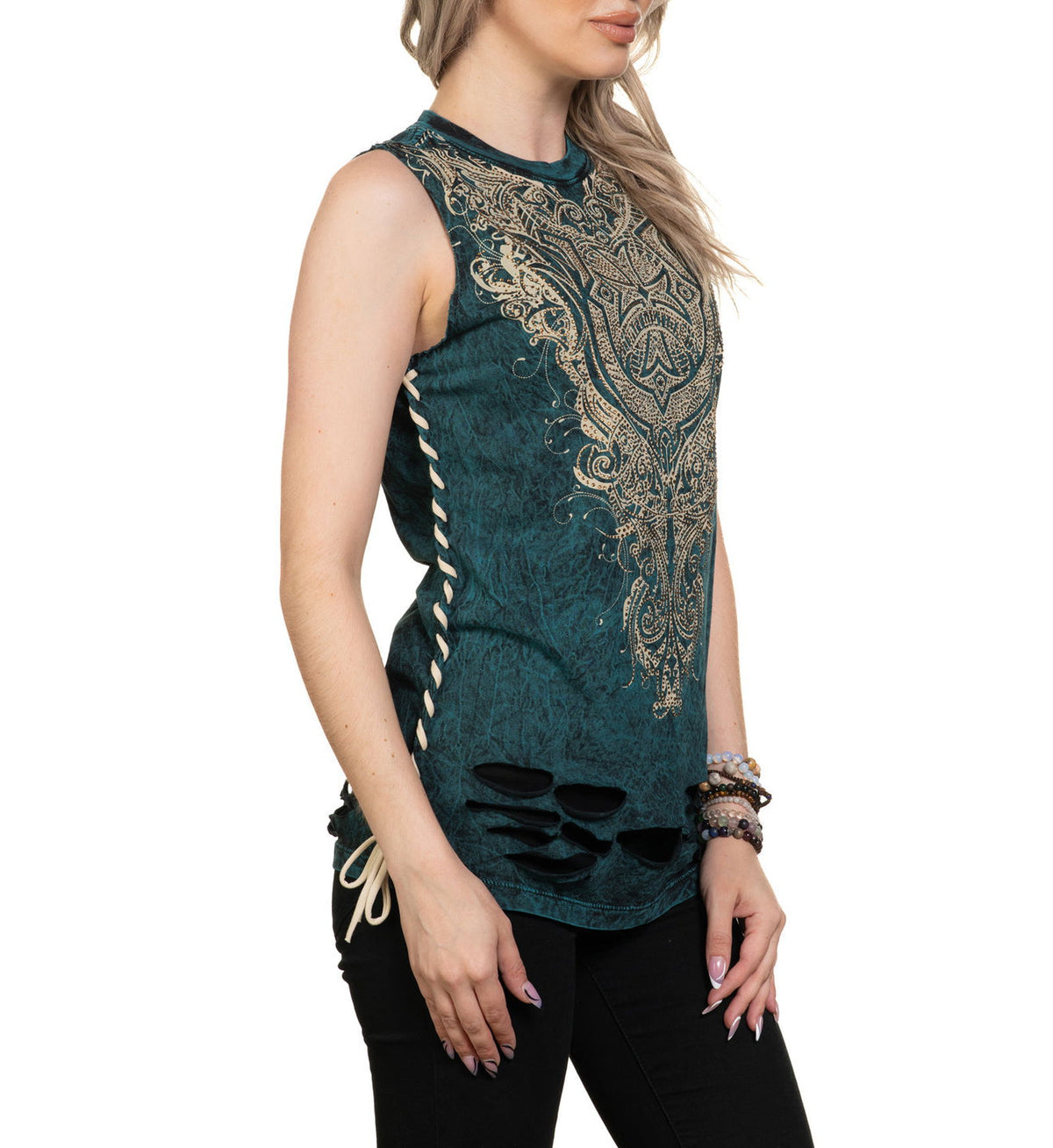 Lorraine Sleeveless Baby Tee - Affliction Clothing