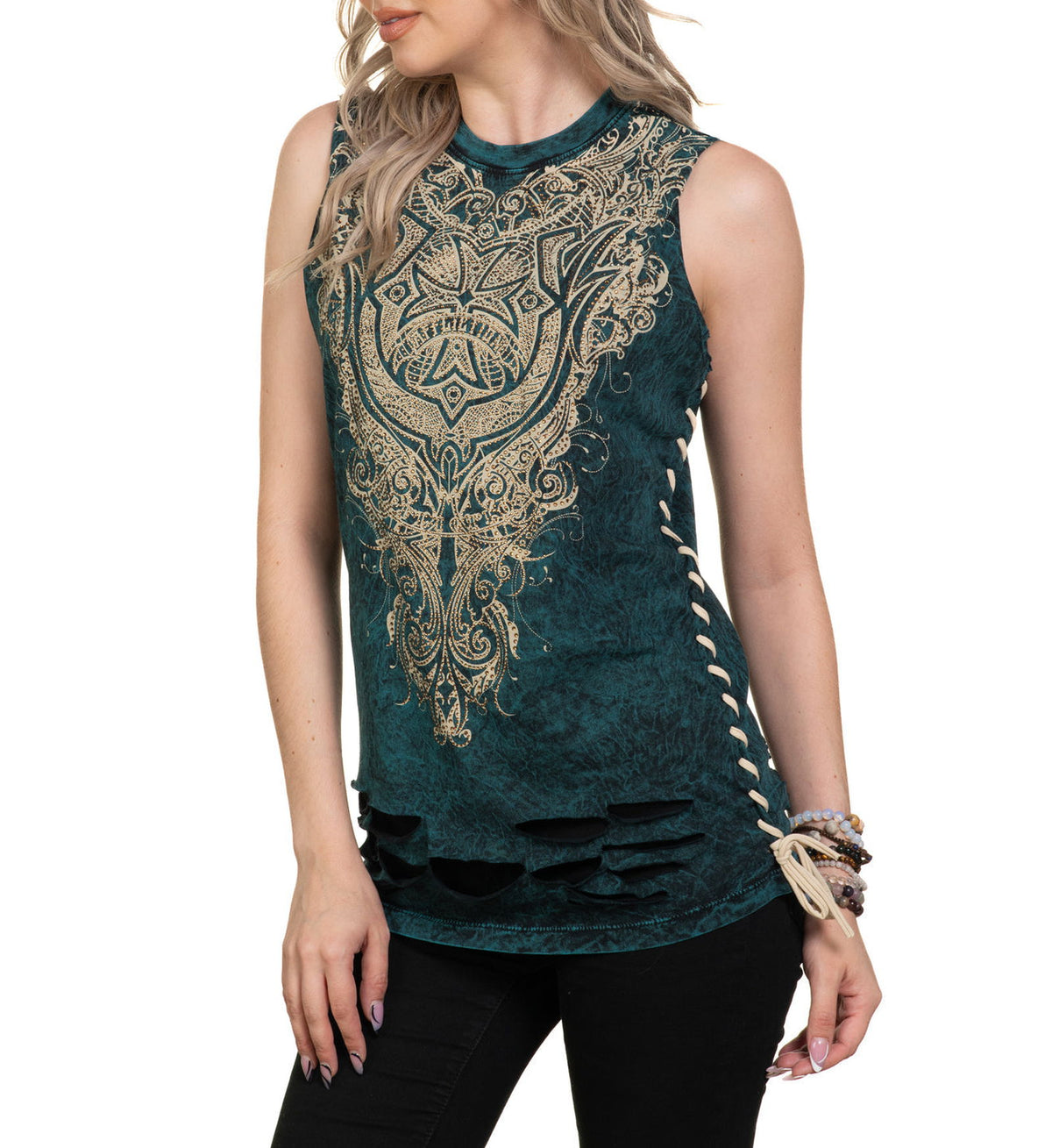 Lorraine Sleeveless Baby Tee - Affliction Clothing