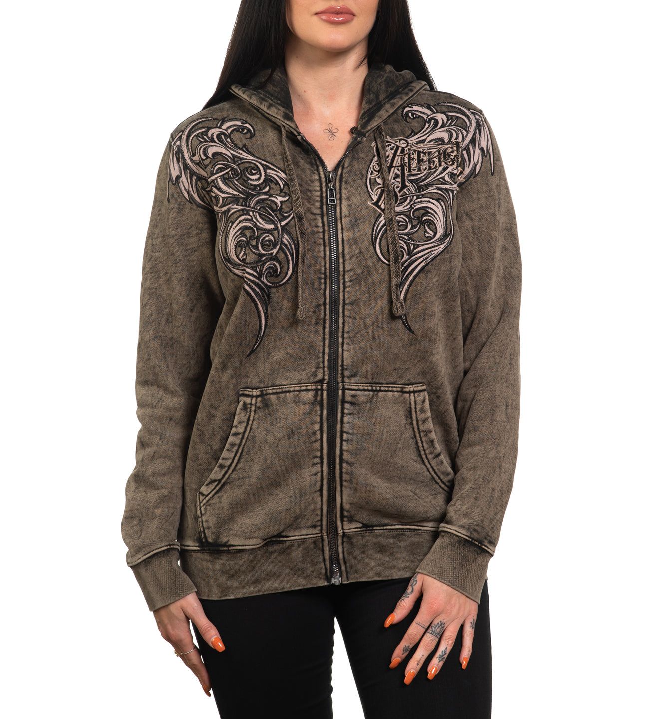 STONE ｜HOODIES/ZIP-UPS (42229 Cupro Cotton Twill- ZipHoodie-Stone-