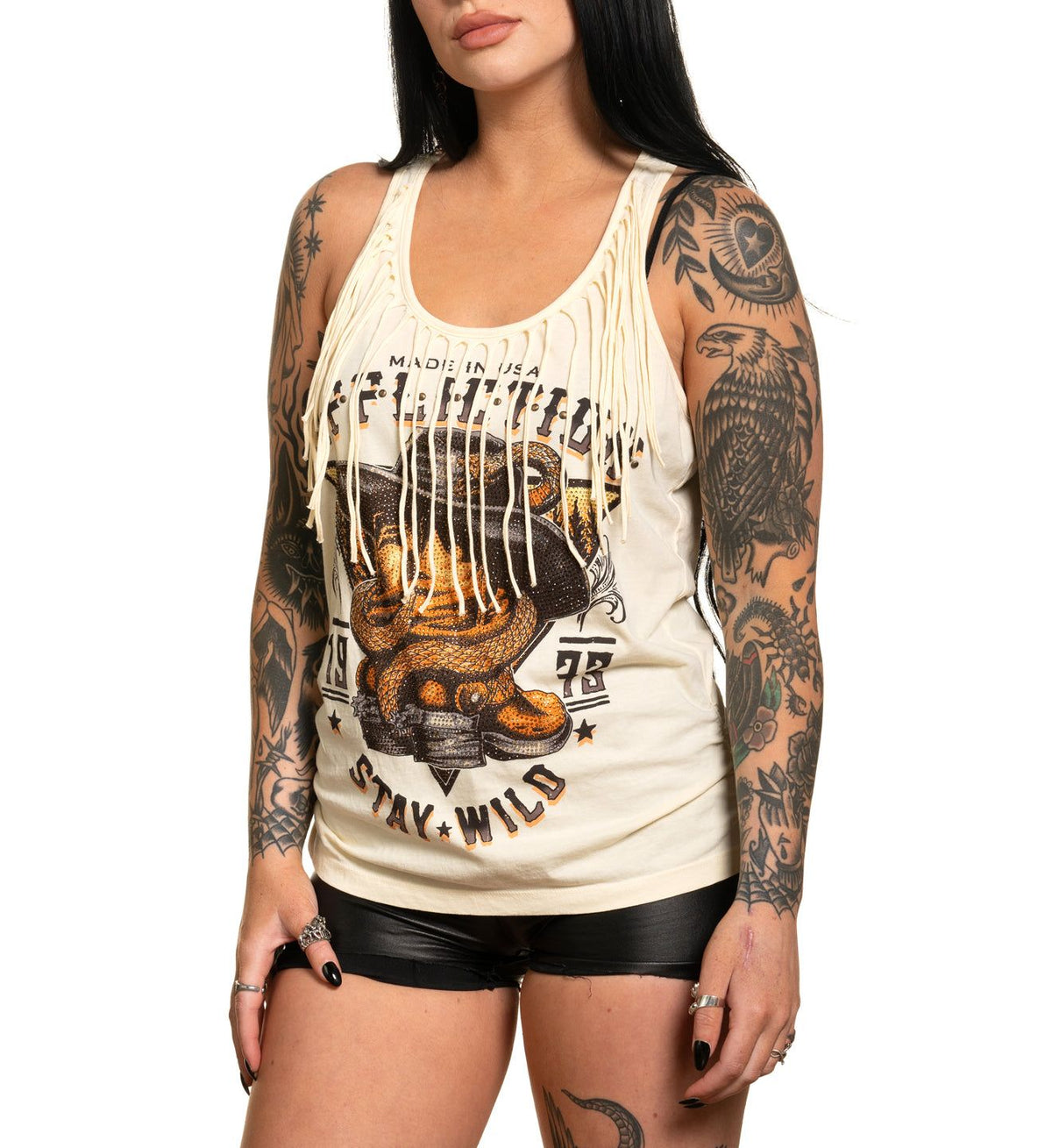 Stay Wild Fringe Racerback - Affliction Clothing