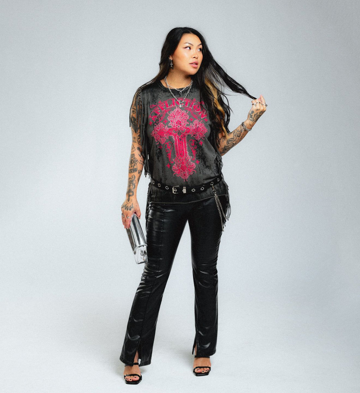 Versailles Fringe Muscle Tee - Affliction Clothing