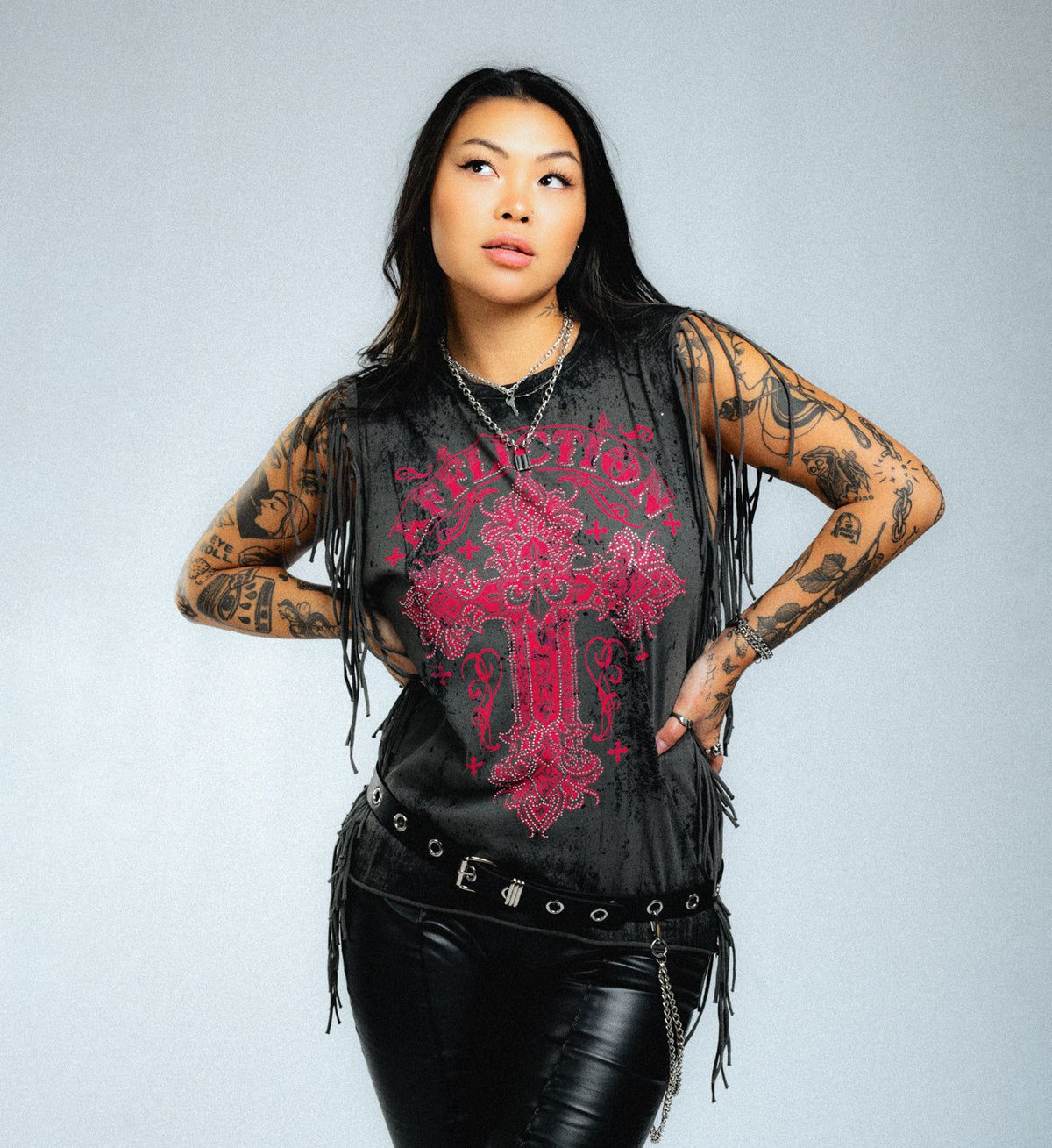 Versailles Fringe Muscle Tee - Affliction Clothing
