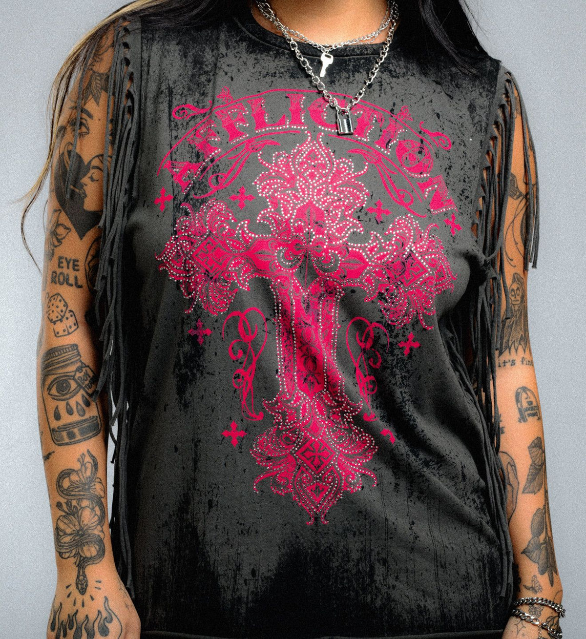 Versailles Fringe Muscle Tee - Affliction Clothing