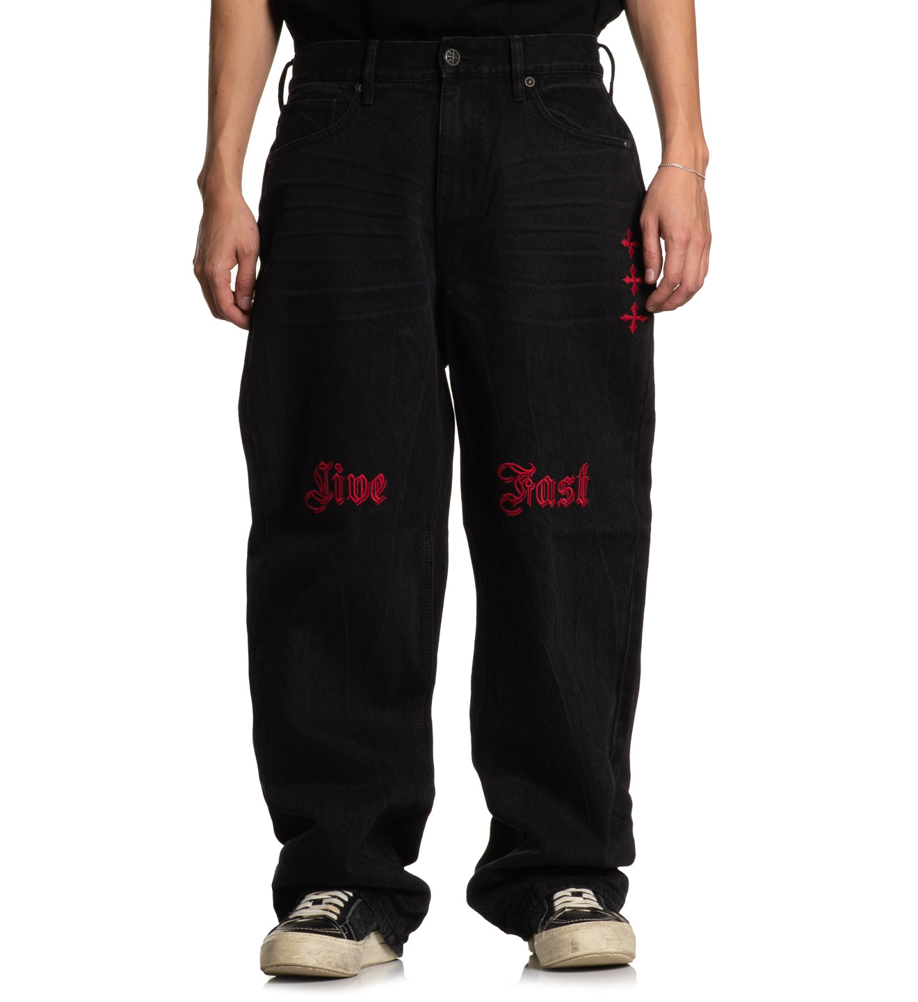 Wide Leg Live Fast Black - Affliction Clothing