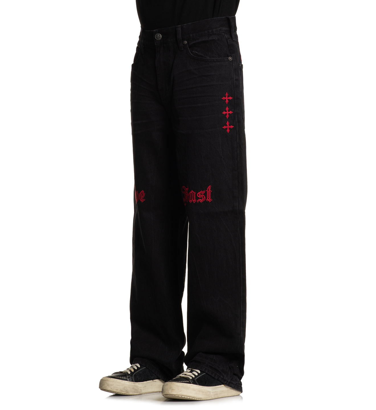 Wide Leg Live Fast Black - Affliction Clothing