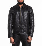 Quilted Cross Leather Jacket