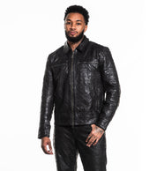 Quilted Cross Leather Jacket