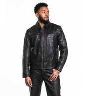 Quilted Cross Leather Jacket