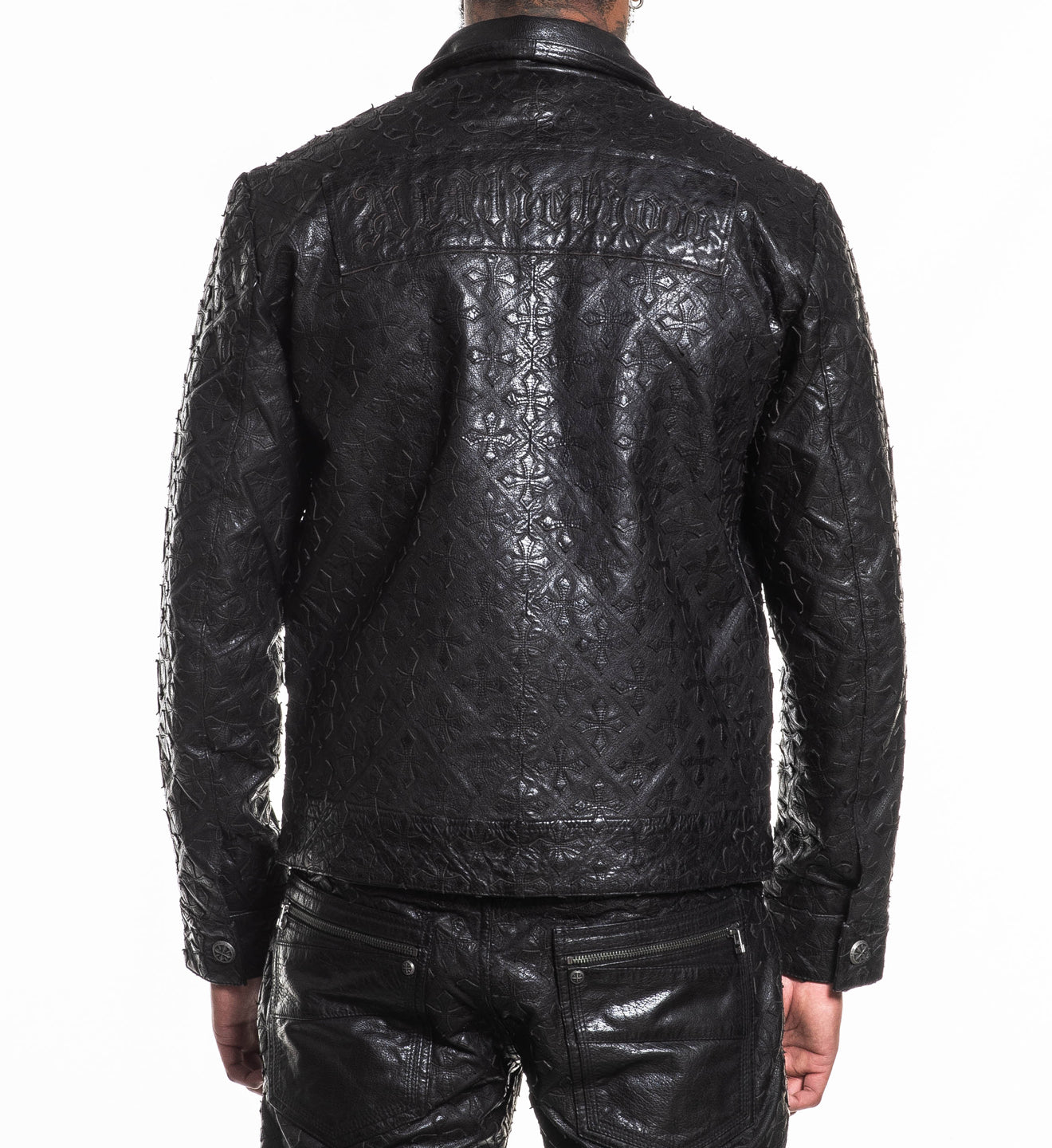 Quilted Cross Leather Jacket