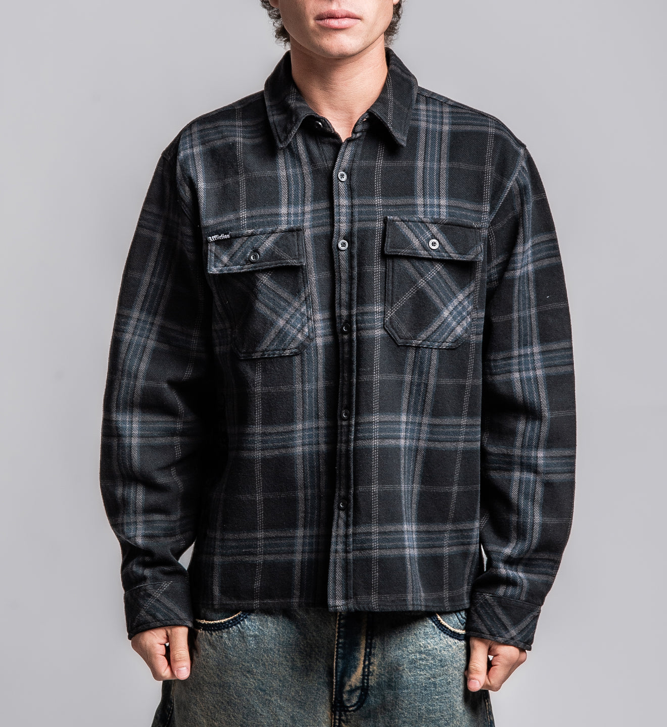 Winged Up Flannel Shirt NAVY/BLACK / XL