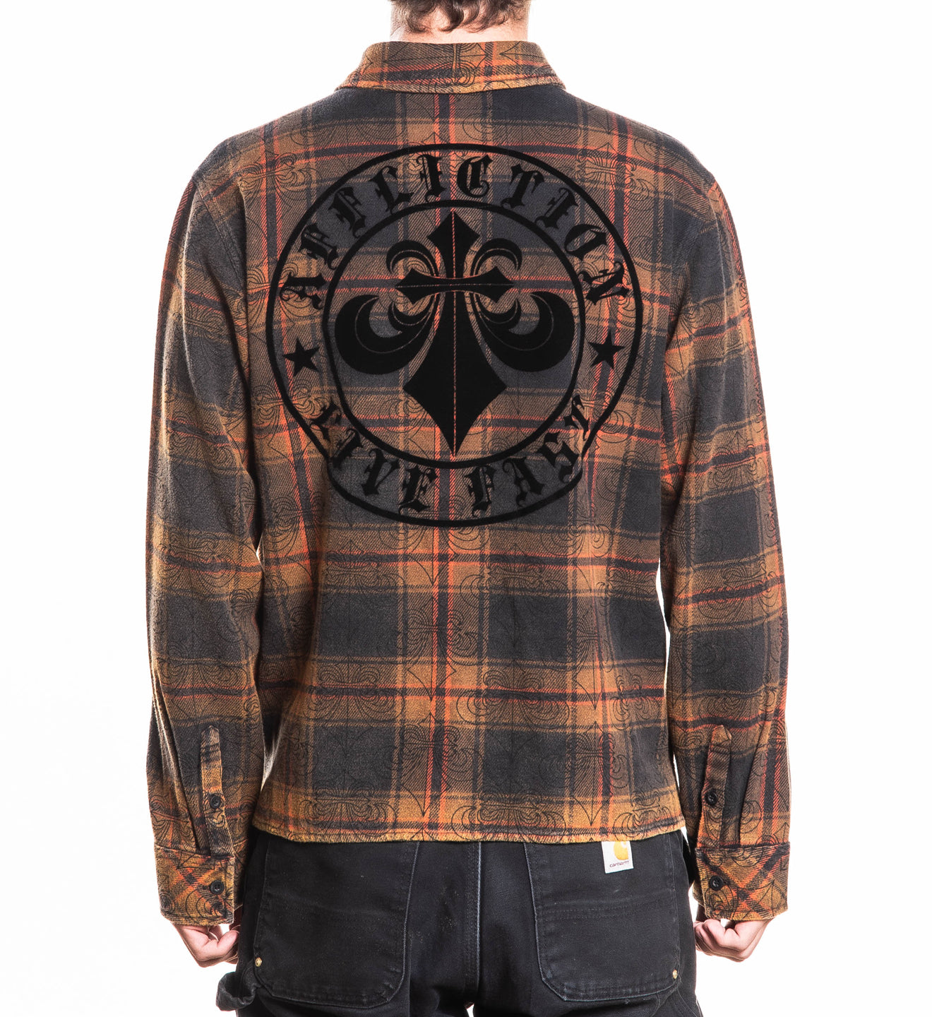 affliction dress shirts Jump 2fer SAND OIL STAIN/CHOC Brown / L