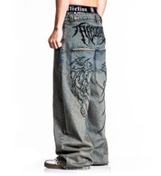 Extra Wide Tribal & Wings Denim