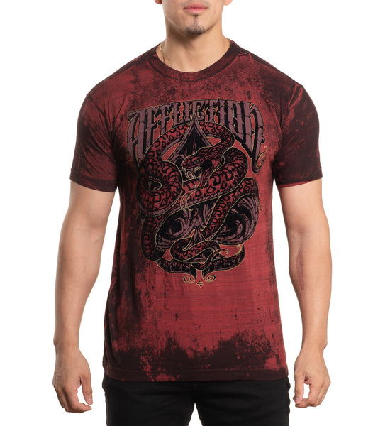 Salsation サルセーション T-shirt Dark Red！ Affliction Solemn Twilight Red T-Shirt | Zumiez