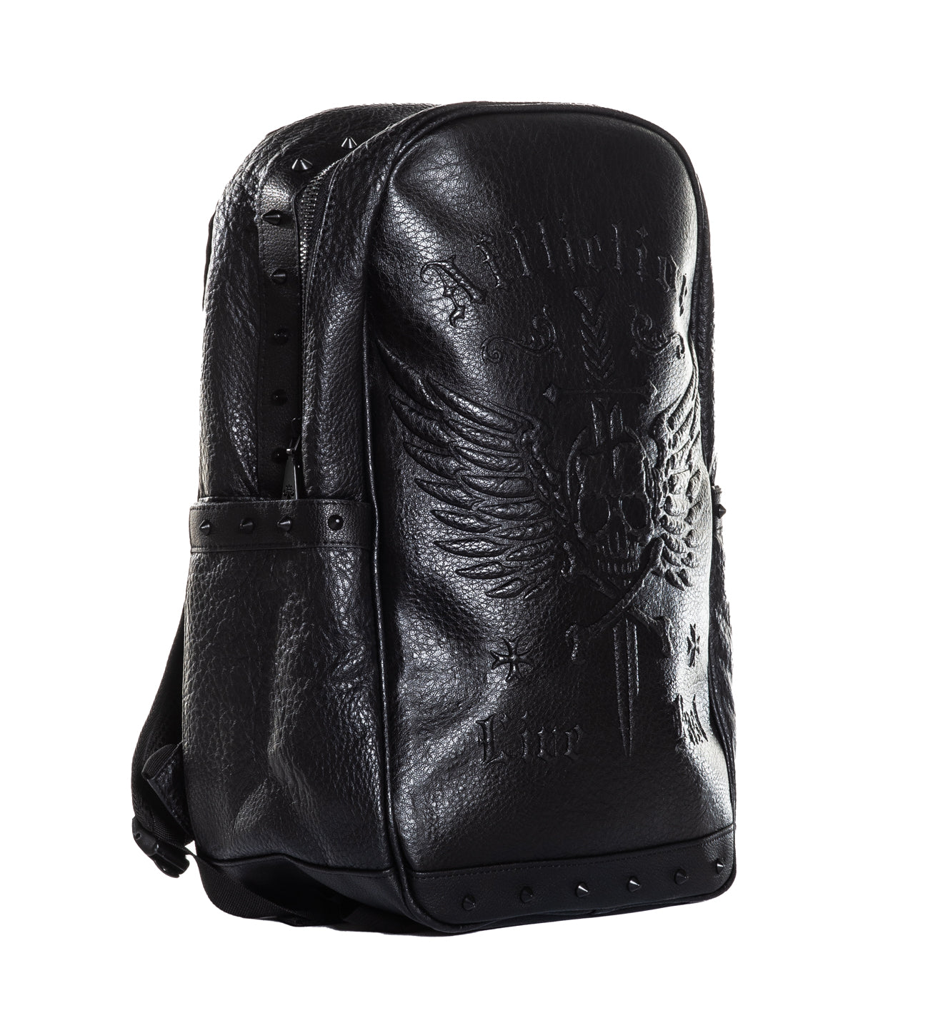 black leather spiked backpack Affliction Spike Backpack, Black