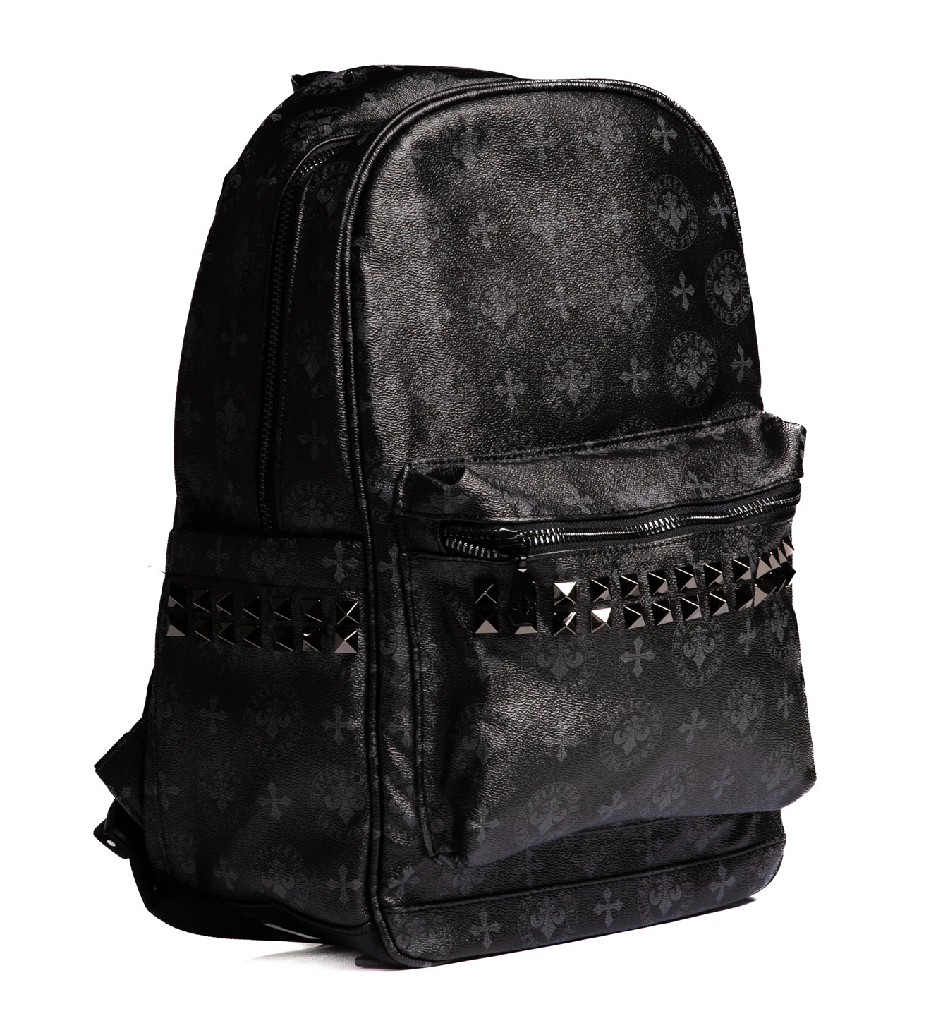 black leather studded backpack purse Affliction Above Backpack, Black