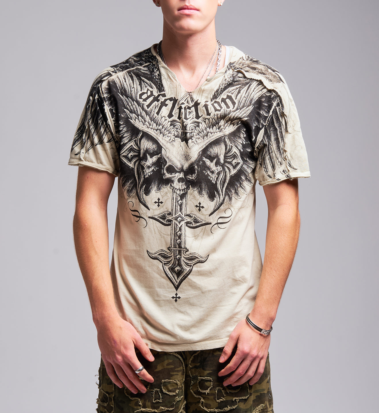 Death Eyes Slit Neck Tee