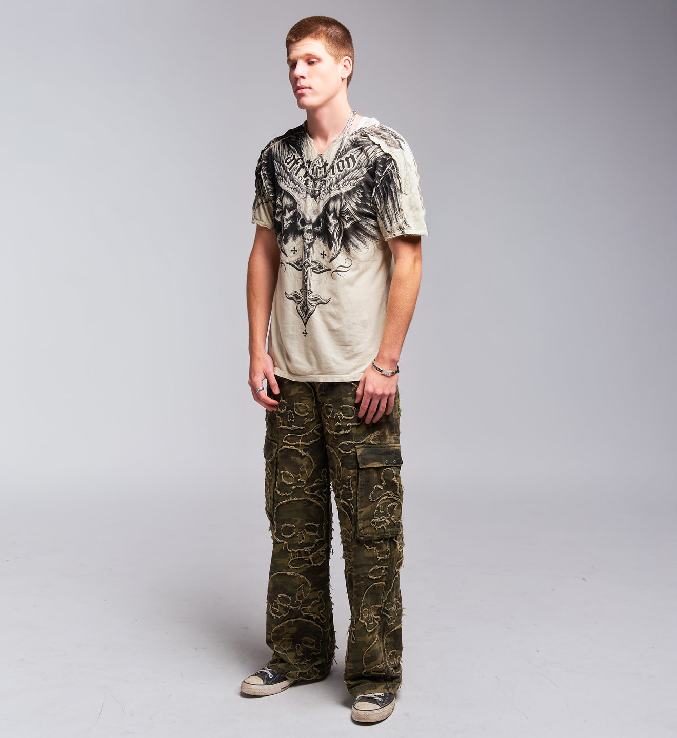 Death Eyes Slit Neck Tee