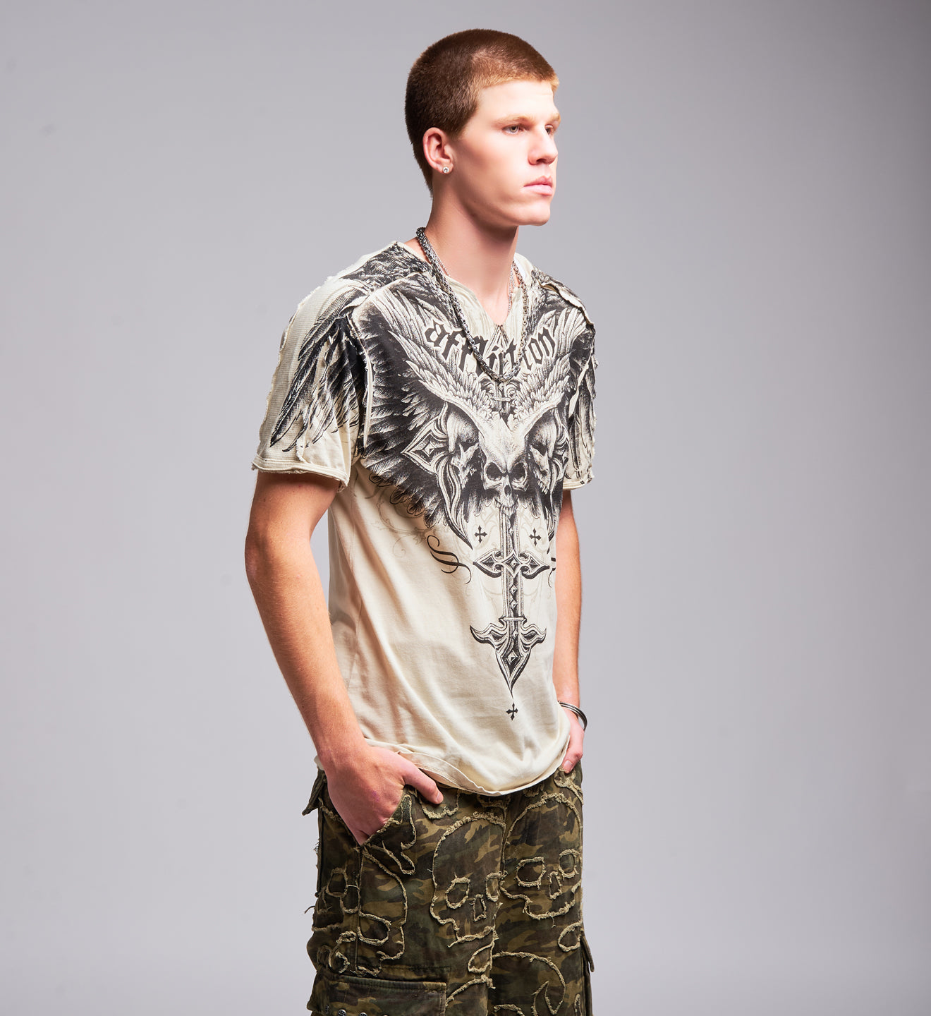 Death Eyes Slit Neck Tee