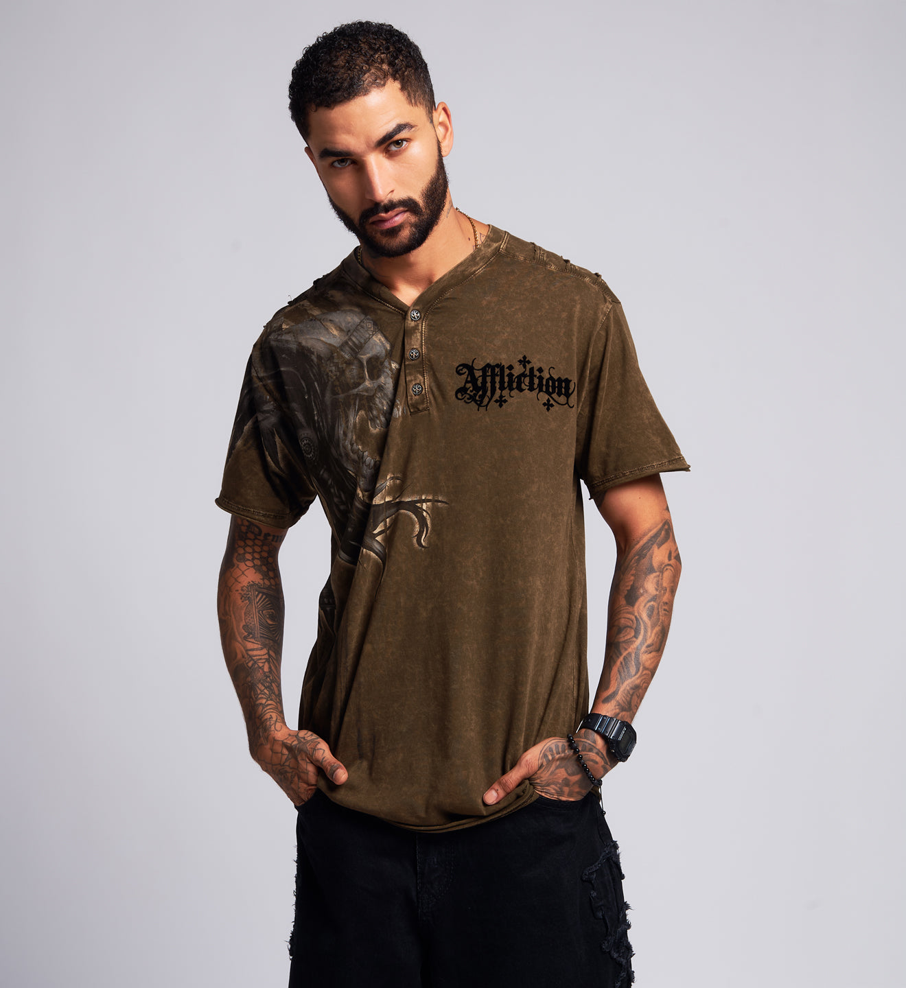 Indian Chief Vneck Henley