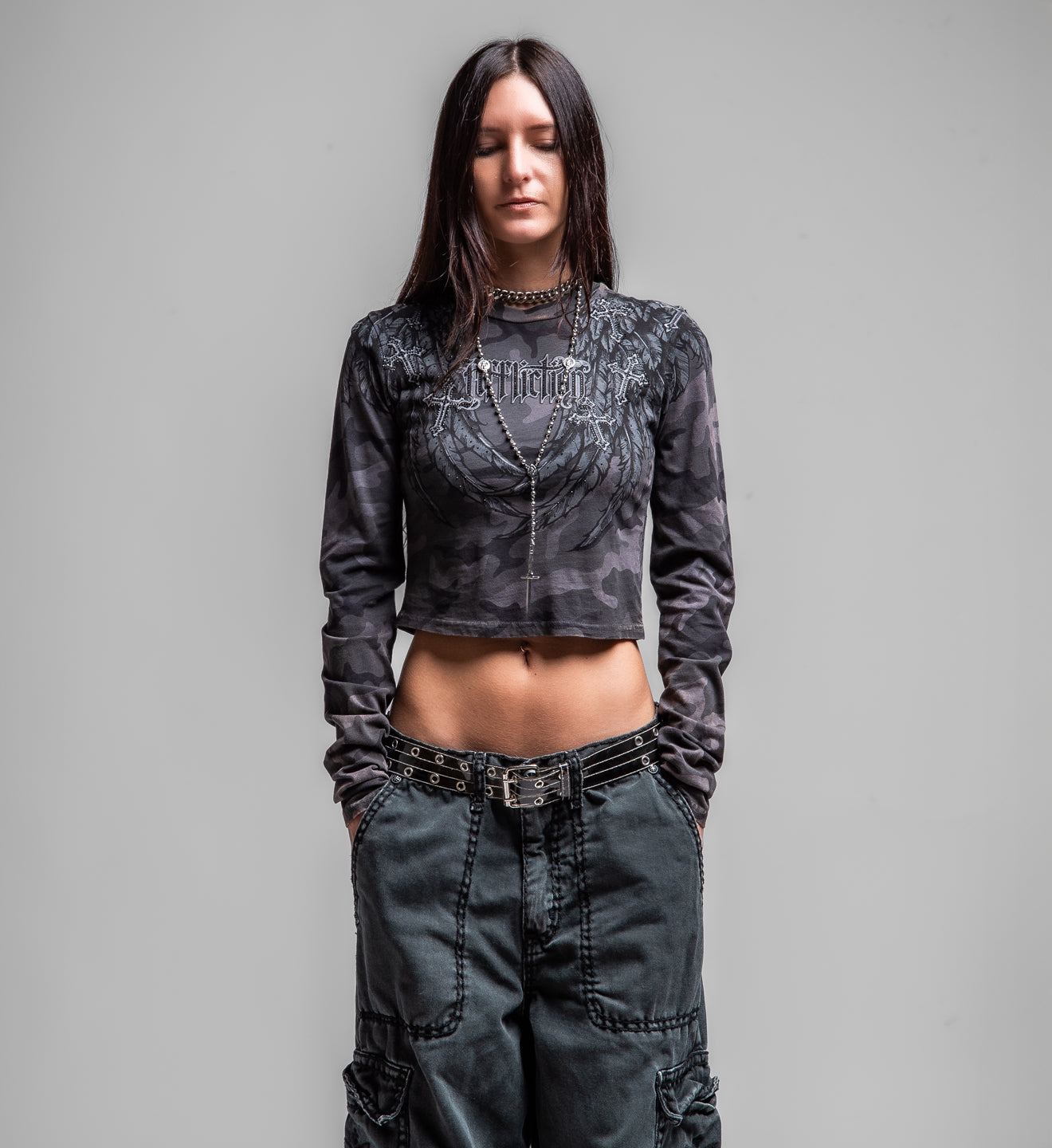 Whispering Thoughts LS Crop Tee