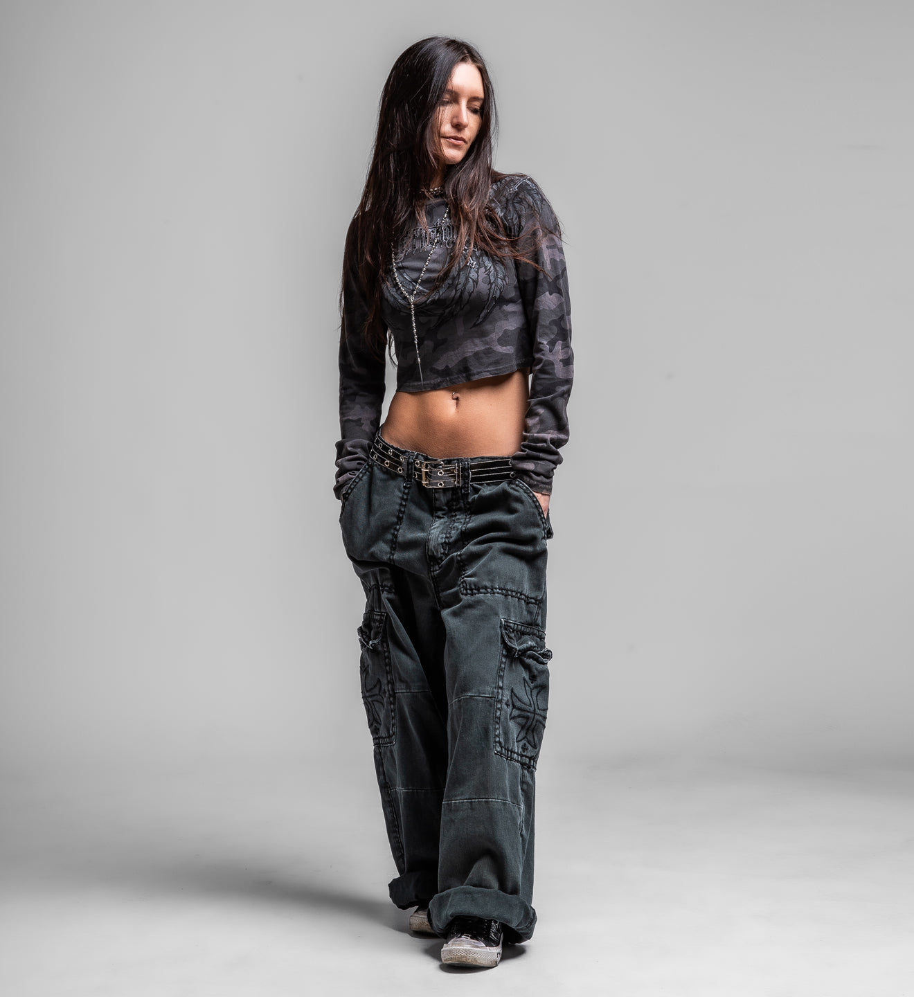 Whispering Thoughts LS Crop Tee