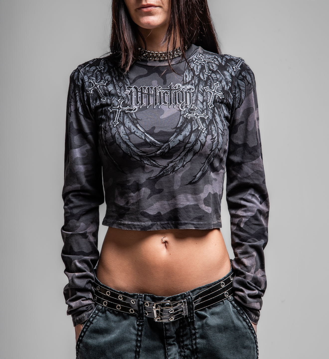 Whispering Thoughts LS Crop Tee