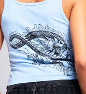 Flaming Dragon Lace Up Tank