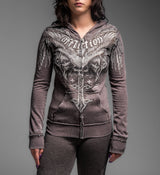 Death Eyes Burnout Zip-Up Hoodie
