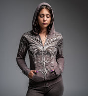 Death Eyes Burnout Zip-Up Hoodie