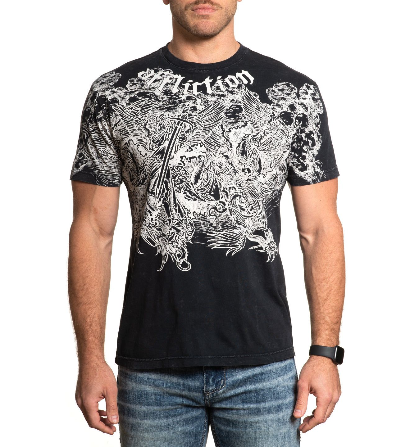 Angels, Black LAVA WASH / L by Affliction