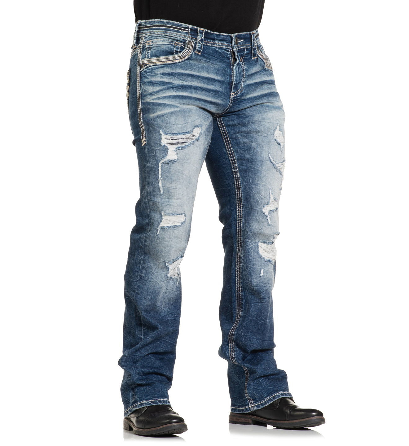 Jeans Uomo Affliction Blake Dritti Nuovi Con Etichette – Taglia 36, Colore Blu, Vita Regolare, Lunghezza 34