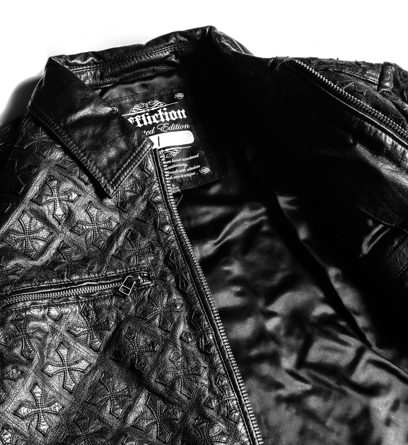 Quilted Cross Leather Jacket