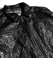 Quilted Cross Leather Jacket