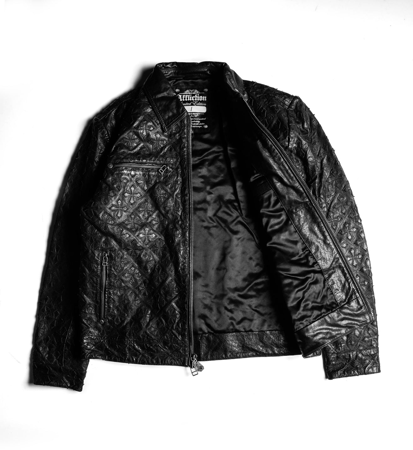 Quilted Cross Leather Jacket