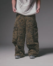 Wide Leg Skull Camo Denim