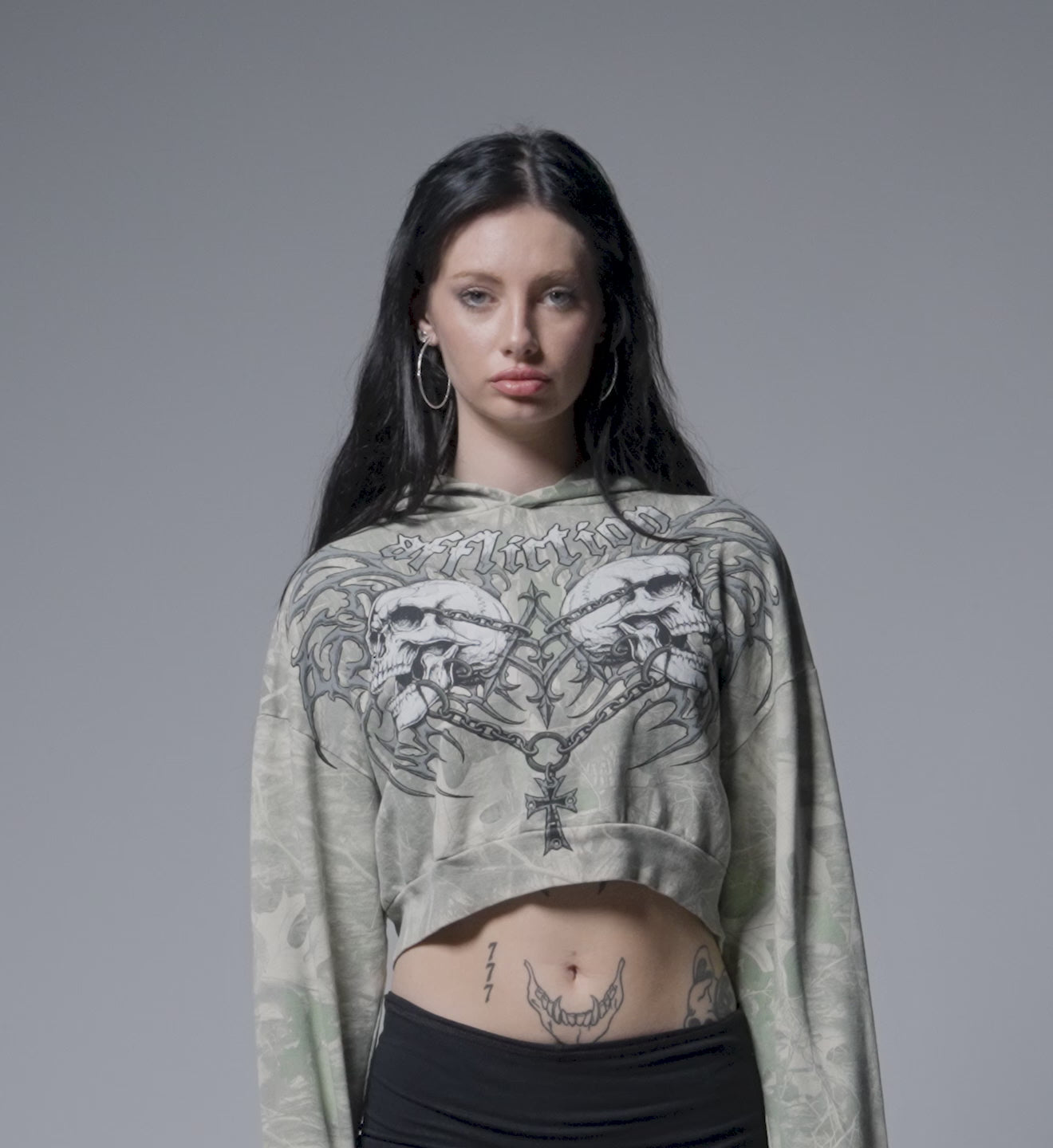 Collapse Crop Hoodie
